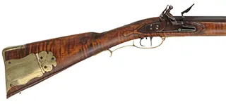 Virginia Longrifle,
.50 caliber, 42" Colerain swamped barrel,
large Siler flint lock, maple, brass trim,
new, unfired, by Thom Frazier